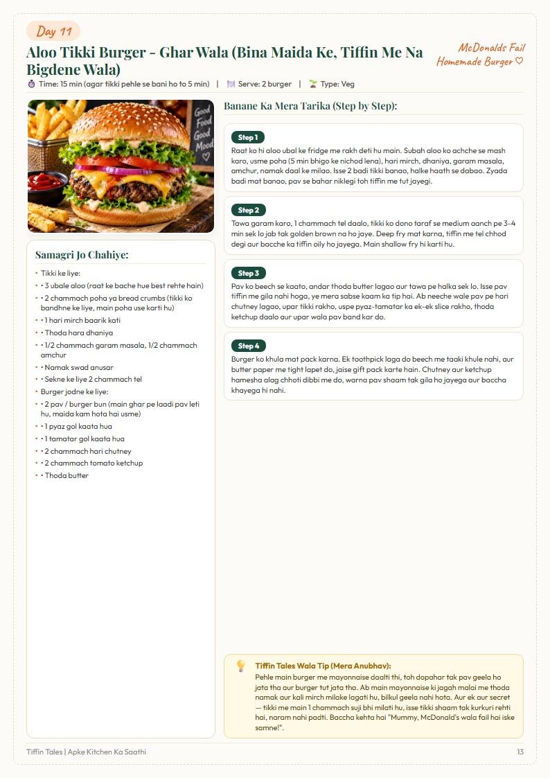 Day 11 Aloo Tikki Burger Preview